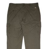 DICKIES Flex Workwear Cargo Mens Twill Trousers Green Regular Straight W40 L30