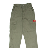 DICKIES Cuffed Cargo Workwear Womens Twill Trousers Green Slim Tapered W24 L29