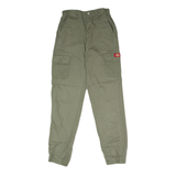 DICKIES Cuffed Cargo Workwear Womens Twill Trousers Green Slim Tapered W24 L29