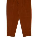 Pleated Womens Trousers Brown Regular Mom W24 L26