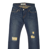 LEVI'S 504 Slouch Distressed Womens Jeans Blue Bootcut Stone Wash W29 L31