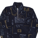 Patterned Mens Sweatshirt Black 1/4 Zip L