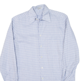 Slim Fit Mens Shirt Blue Crazy Pattern Long Sleeve M