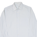 Mens Formal Shirt Blue Striped Long Sleeve M