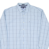TOMMY HILFIGER Mens Shirt Blue Check Long Sleeve L