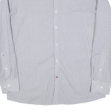 TOMMY HILFIGER Fitted Mens Shirt Grey Striped Long Sleeve XL