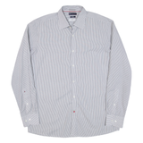 TOMMY HILFIGER Fitted Mens Shirt Grey Striped Long Sleeve XL