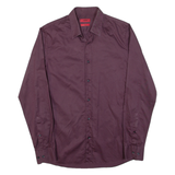 HUGO Slim Fit Mens Plain Shirt Purple Long Sleeve S