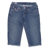TRUE RELIGION Womens Pedal Pushers Shorts Blue Relaxed XXS W24