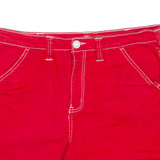 DICKIES Womens Denim Shorts Red Relaxed UK 14 W32