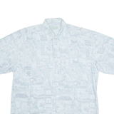 LETS GO Mens Shirt Blue Geometric L