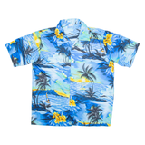 Mens Hawaiian Shirt Blue Floral M