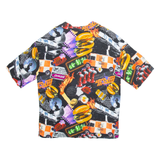 PULL & BEAR Mens Shirt Black Crazy Pattern S