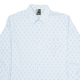 LUTTERS Mens Shirt Blue Geometric Long Sleeve M