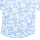 MOBACO Mens Hawaiian Shirt Blue Viscose Floral M