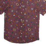 PULL & BEAR Mens Shirt Maroon Viscose Geometric S
