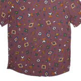 PULL & BEAR Mens Shirt Maroon Viscose Geometric S