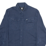 G-STAR Mens Plain Shirt Blue Long Sleeve M