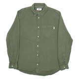 TOMMY JEANS Mens Plain Shirt Green Long Sleeve L