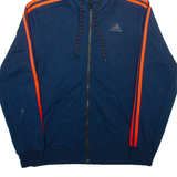 ADIDAS Mens Blue Hoodie Full Zip S