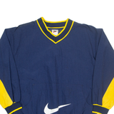 NIKE Mens Sweatshirt Blue V-Neck Nylon L
