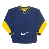 NIKE Mens Sweatshirt Blue V-Neck Nylon L