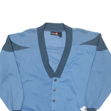 Button Up Mens Sweatshirt Blue V-Neck L