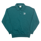PUMA Mens Sweatshirt Green Collared XS