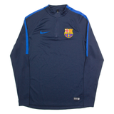 NIKE FC Barcelona Mens Football Shirt Jersey Blue Long Sleeve 1/4 Zip M