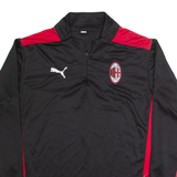PUMA AC Milan Mens Football Shirt Jersey Black Long Sleeve 1/4 Zip L