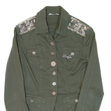 LIU JO Sequin Womens Blazer Jacket Green XS