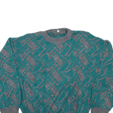 Womens Patterned Jumper Grey Geometric Tight Knit M