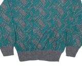 Womens Patterned Jumper Grey Geometric Tight Knit M