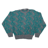 Womens Patterned Jumper Grey Geometric Tight Knit M