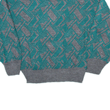 Womens Patterned Jumper Grey Geometric Tight Knit M