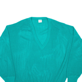 SERGIO DI LAURENTI Womens Jumper Green V-Neck Waffle Knit XL