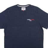 TOMMY JEANS Mens T-Shirt Blue Crew Neck M