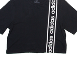 ADIDAS Cropped Womens T-Shirt Black Crew Neck XS