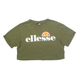 ELLESSE Cropped Womens T-Shirt Green UK 10