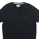 HILFIGER DENIM Mens T-Shirt Black V-Neck M