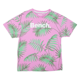 BENCH Tropical Mens T-Shirt Pink Crew Neck S