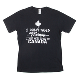 GILDAN Canada Mens T-Shirt Black Crew Neck M