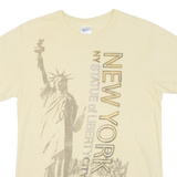 GILDAN New York Mens T-Shirt Yellow USA Crew Neck S