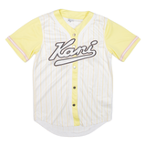 KARL KANI Striped Baseball Womens Jersey White V-Neck XS