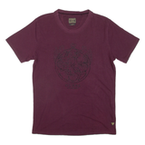 GUESS Slim Fit Womens T-Shirt Maroon Crew Neck M