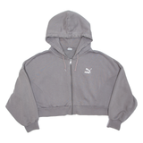 PUMA Cropped Womens Grey Hoodie Full Zip M
