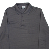 GLOBUS Mens Polo Shirt Grey Geometric Long Sleeve L