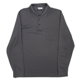 GLOBUS Mens Polo Shirt Grey Geometric Long Sleeve L