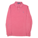 POLO RALPH LAUREN Custom Slim Fit Mens Polo Shirt Pink Long Sleeve L