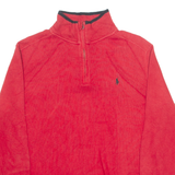 POLO RALPH LAUREN Boys Jumper Red 1/4 Zip Tight Knit L